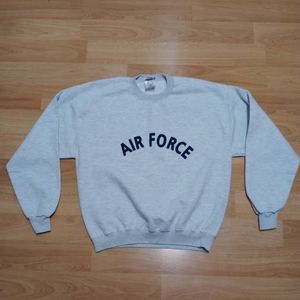 Vintage Jerzees Air Force Crewneck Sweatshirt Gray Heather Light Pullover Large.